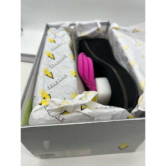 Volatile Zoe Wedge Black size 11 Pink Orchid Casual Thong Slip on Sandals NIB - Picture 7 of 7